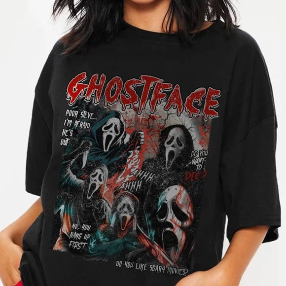 Retro Halloween Ghostface Shirt, Scream Horror Movie shirt, Scary Movie Shirt - Picture 1 of 1